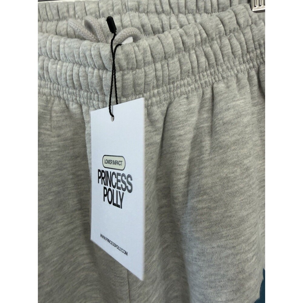 NWT Princess Polly Women’s Gray Puffy Logo Fleece Jogger Sweatpants US 2 XS - Picture 3 of 8